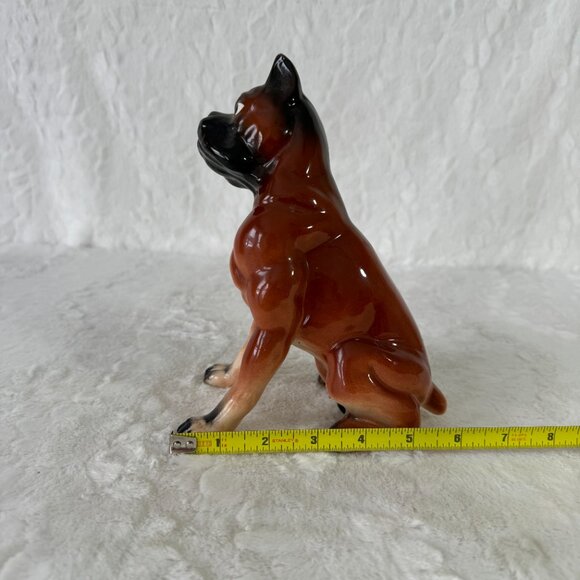 Vintage Boxer Dog Figure Ceramic Porcelain Sitting giving side eye glance - Picture 10 of 11